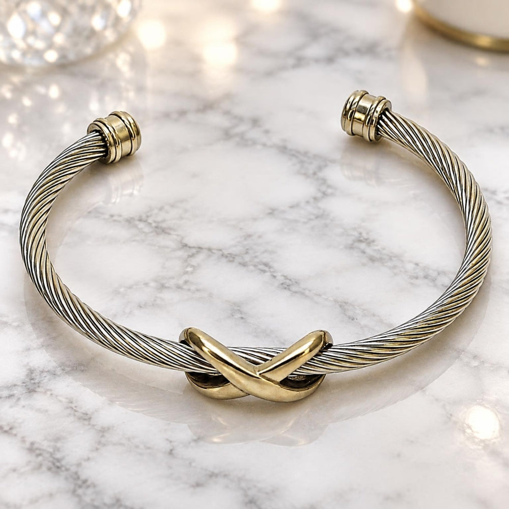 Stainless Steel Individual Bangle, Infinite Design, Polished, Steel Finish