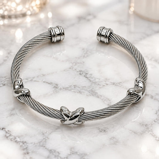 Stainless Steel Individual Bangle, Infinite Design, Polished, Steel Finish