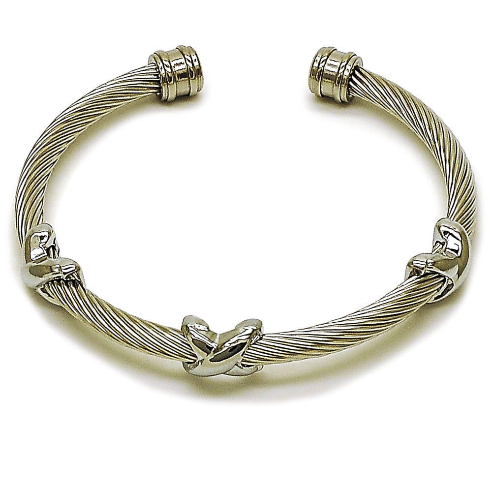 Stainless Steel Individual Bangle, Infinite Design, Polished, Steel Finish