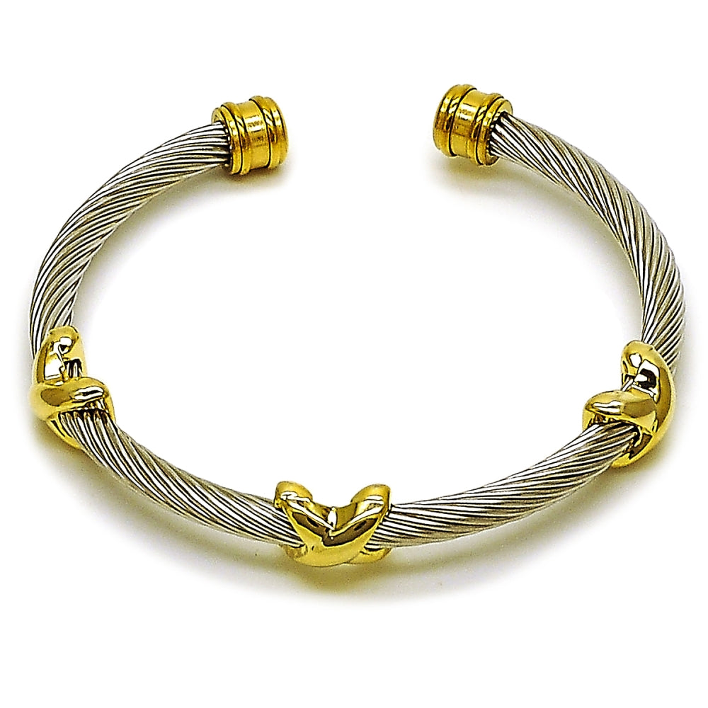Stainless Steel Individual Bangle, Infinite Design, Polished, Two Tone