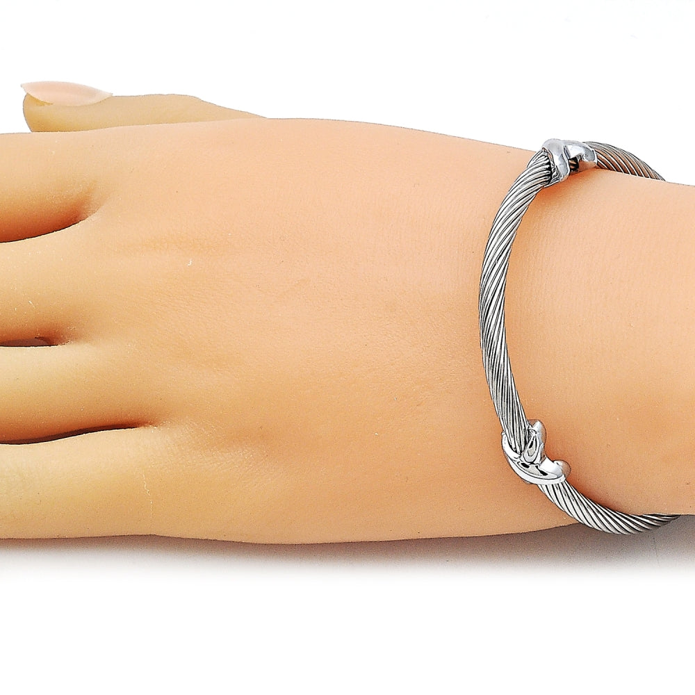 Stainless Steel Individual Bangle, Infinite and Twist Design, Polished, Steel Finish