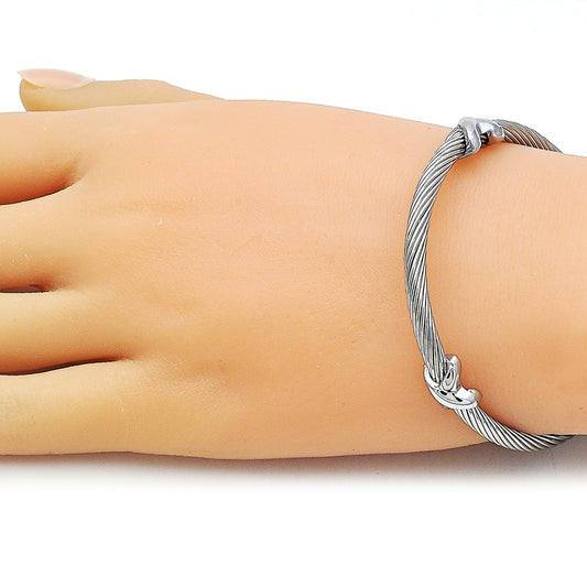 Stainless Steel Individual Bangle, Infinite and Twist Design, Polished, Steel Finish