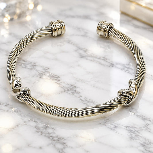 Stainless Steel Individual Bangle, Infinite and Twist Design, Polished, Steel Finish