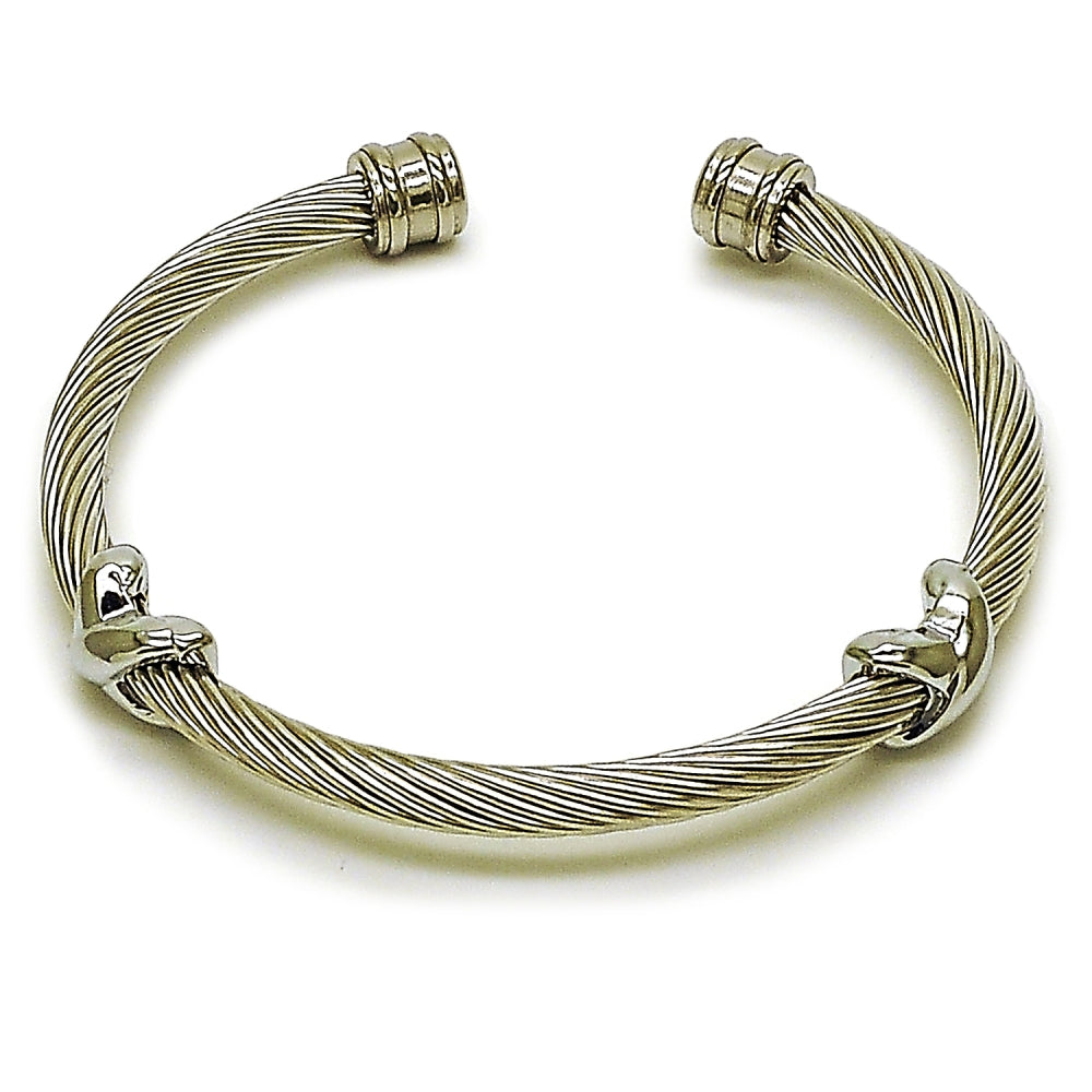 Stainless Steel Individual Bangle, Infinite and Twist Design, Polished, Steel Finish