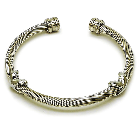 Stainless Steel Individual Bangle, Infinite and Twist Design, Polished, Steel Finish