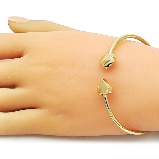 Oro Laminado Individual Bangle, Gold Filled Style Heart Design, Polished, Golden Finish