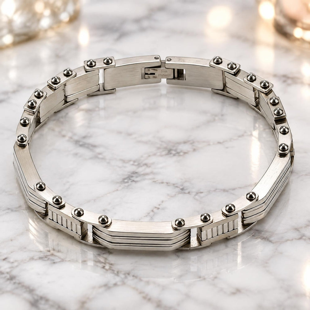 Stainless Steel Solid Bracelet, Polished, Steel Finish