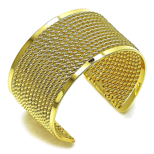Oro Laminado Individual Bangle, Gold Filled Style Twist Design, Polished, Golden Finish