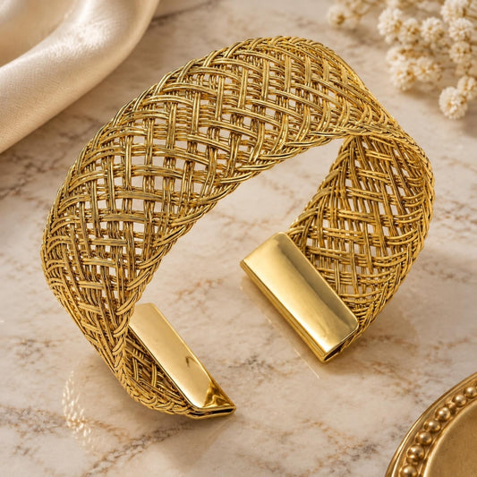 Oro Laminado Individual Bangle, Gold Filled Style Filigree Design, Polished, Golden Finish