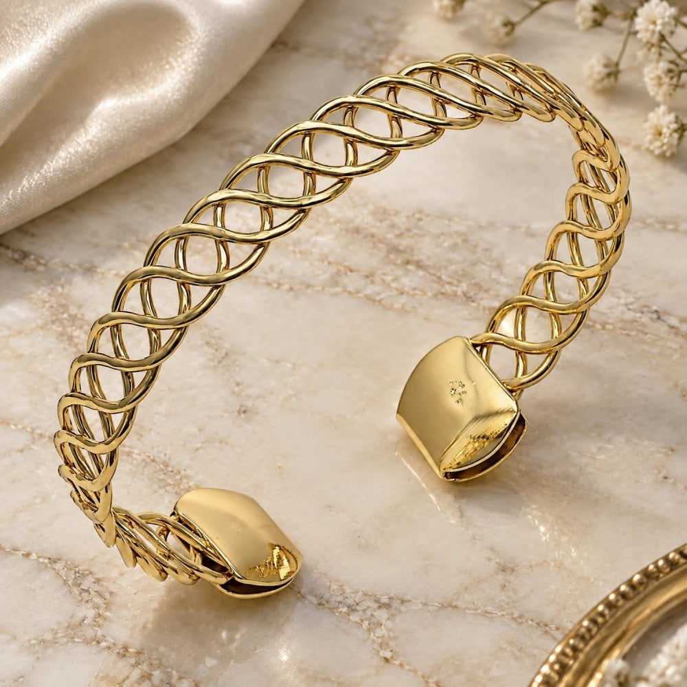 Oro Laminado Individual Bangle, Gold Filled Style Twist Design, Polished, Golden Finish