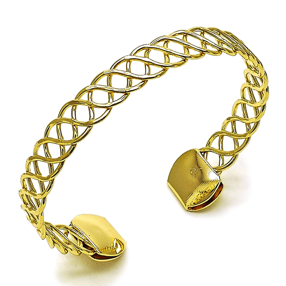 Oro Laminado Individual Bangle, Gold Filled Style Twist Design, Polished, Golden Finish