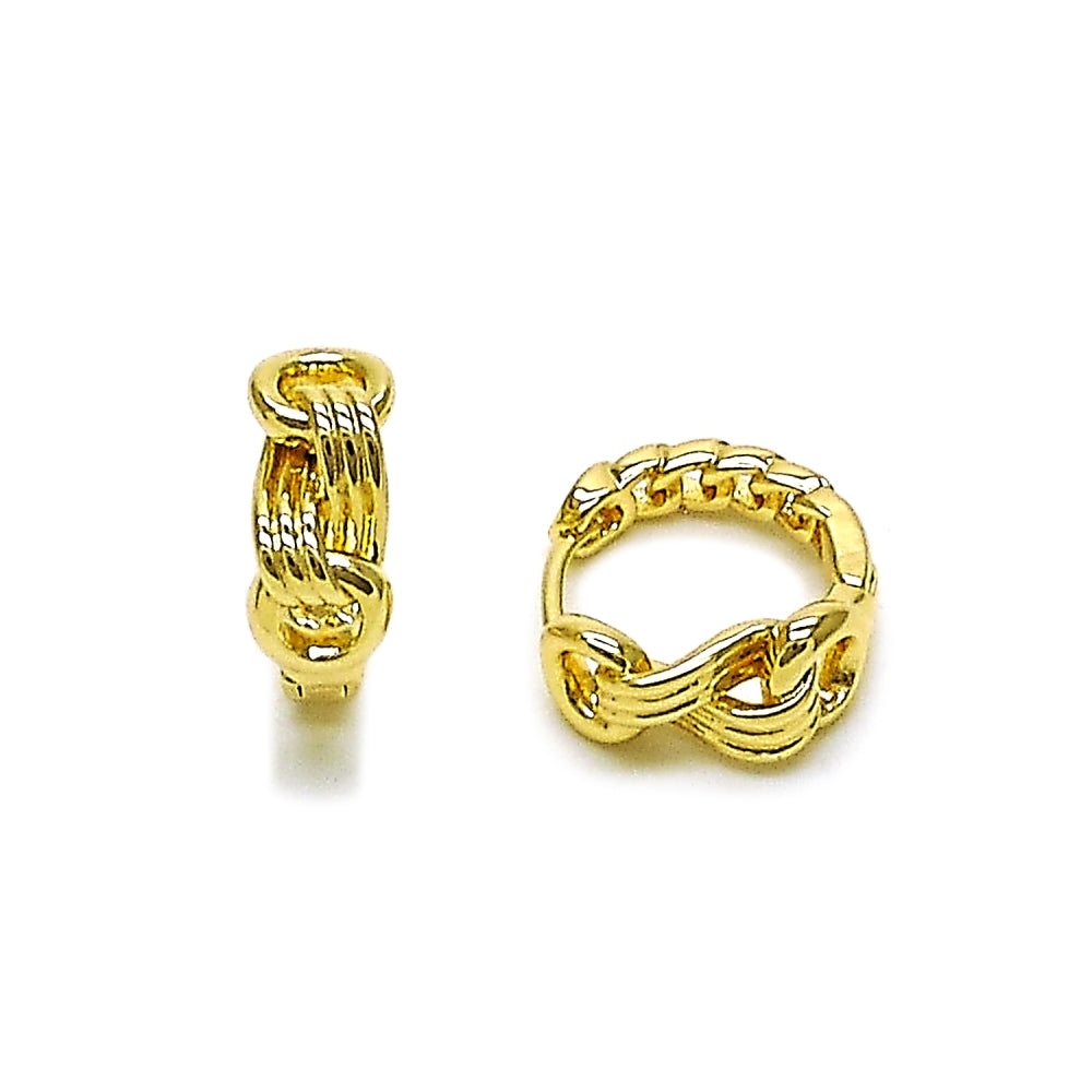 Oro Laminado Huggie Hoop, Gold Filled Style Miami Cuban Design, Polished, Golden Finish