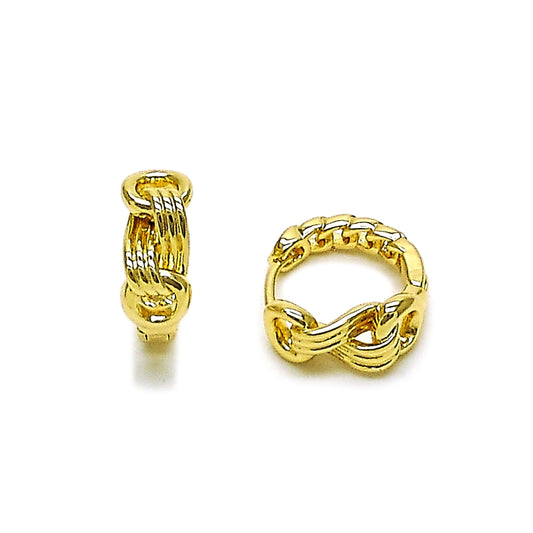 Oro Laminado Huggie Hoop, Gold Filled Style Miami Cuban Design, Polished, Golden Finish