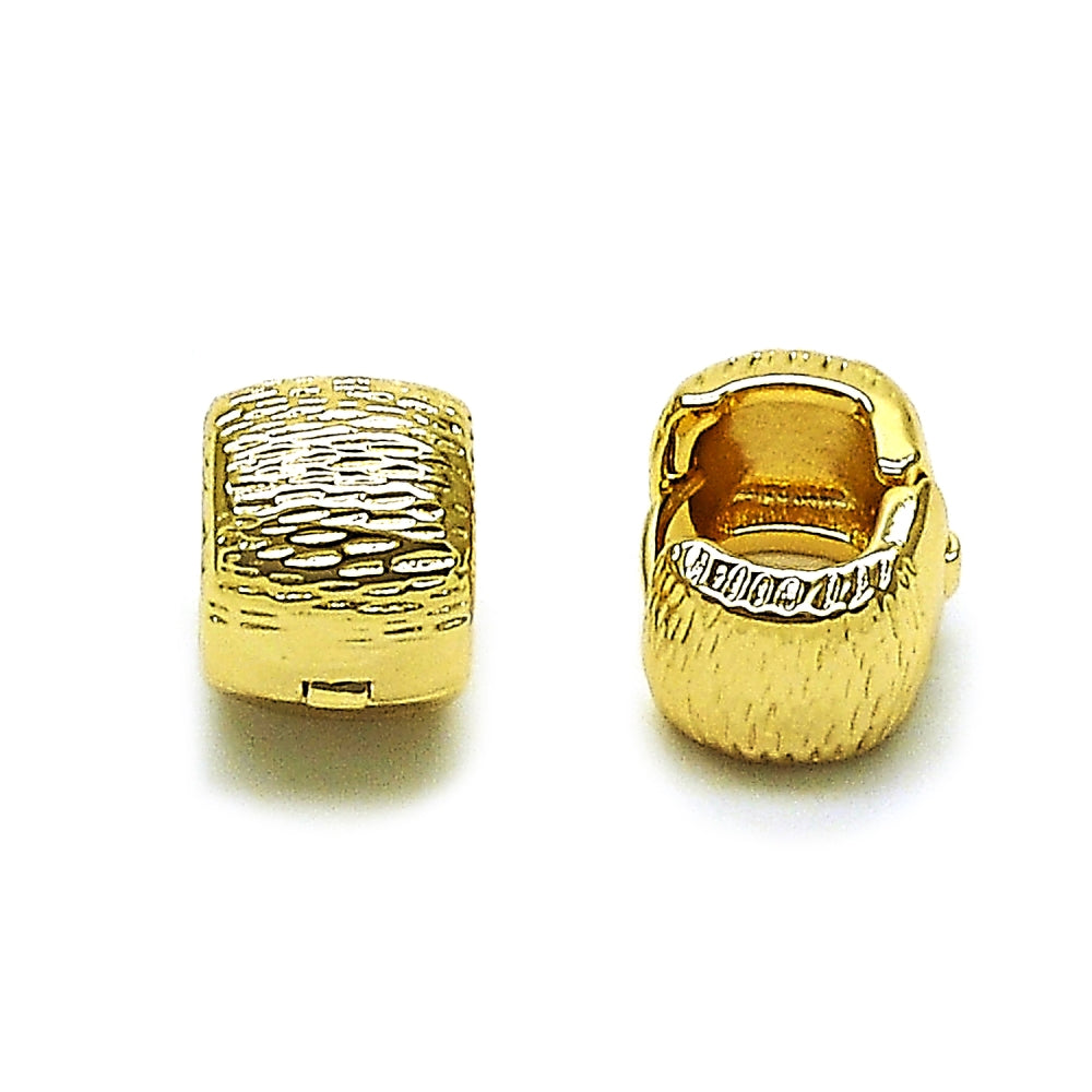 Oro Laminado Huggie Hoop, Gold Filled Style Diamond Cutting Finish, Golden Finish