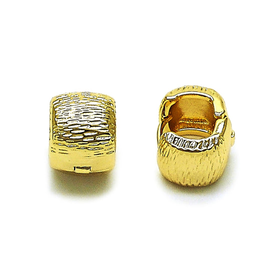 Oro Laminado Huggie Hoop, Gold Filled Style Diamond Cutting Finish, Golden Finish