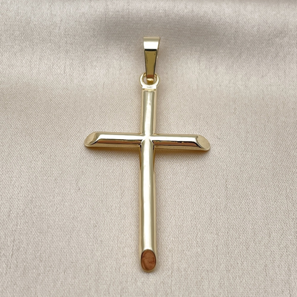 Oro Laminado Religious Pendant, Gold Filled Style Cross Design, Polished, Golden Finish