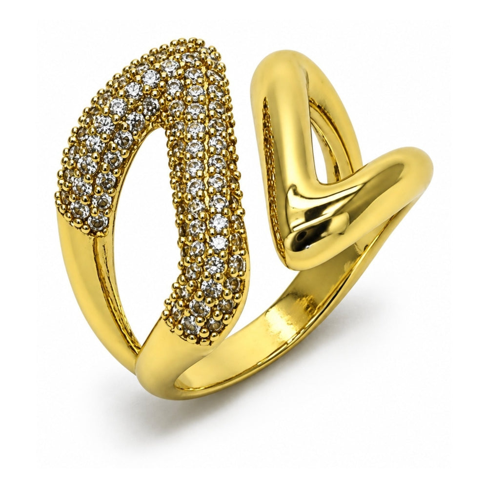 Oro Laminado Multi Stone Ring, Gold Filled Style with White Cubic Zirconia, Polished, Golden Finish
