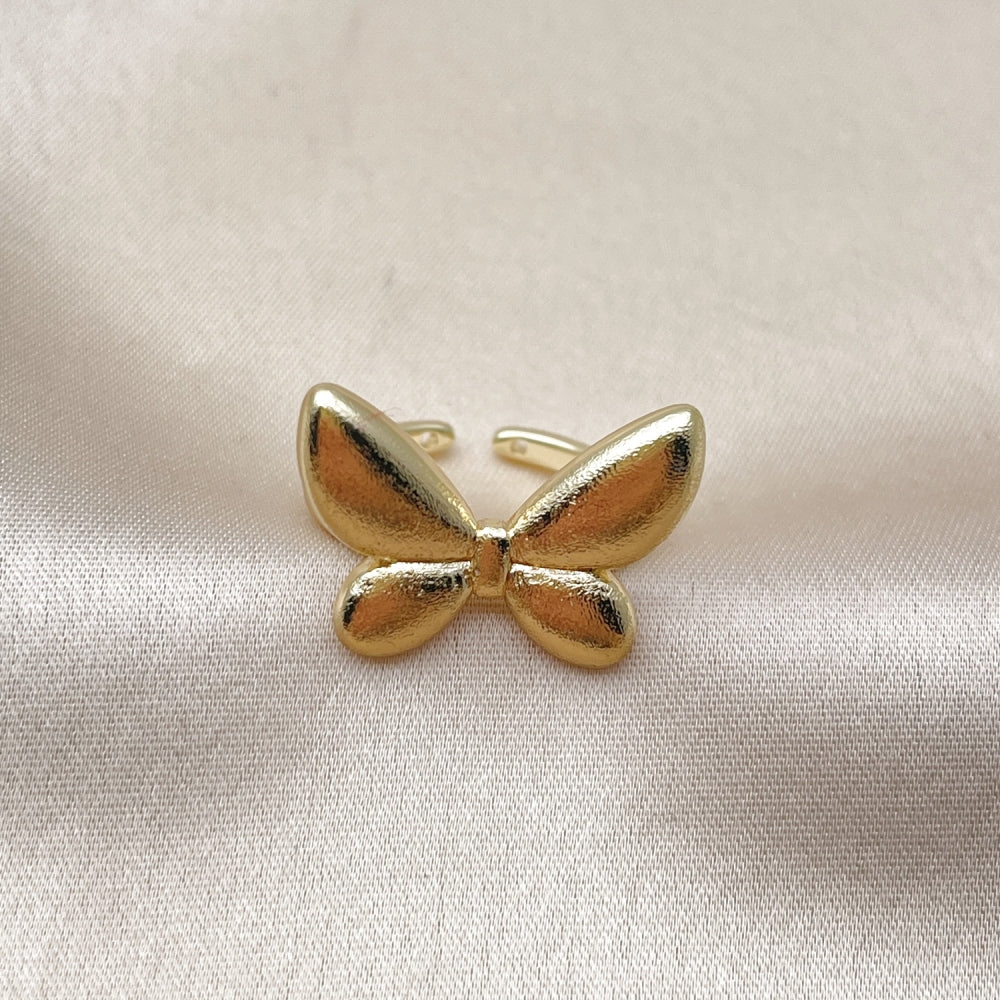 Oro Laminado Elegant Ring, Gold Filled Style Butterfly Design, Brushed Finish, Golden Finish