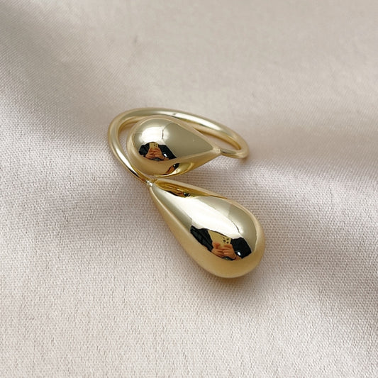 Oro Laminado Elegant Ring, Gold Filled Style Teardrop and Hollow Design, Polished, Golden Finish