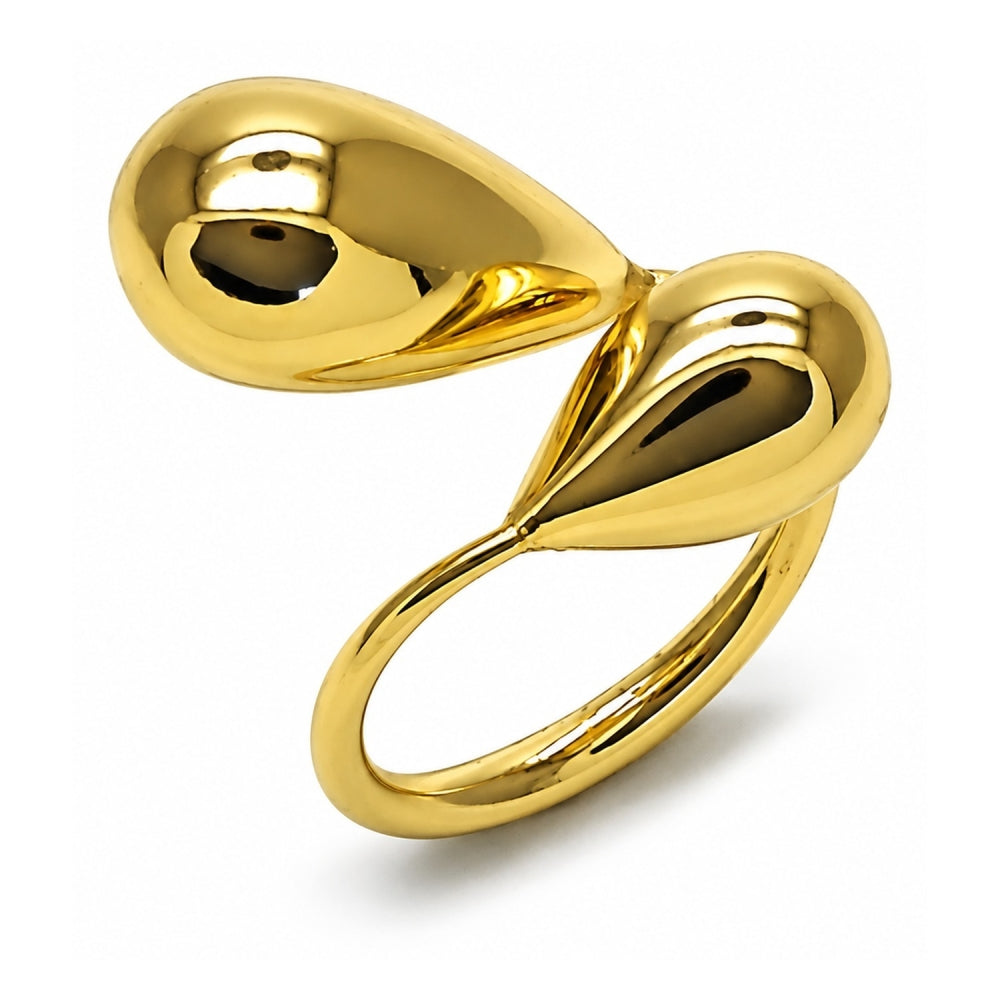 Oro Laminado Elegant Ring, Gold Filled Style Teardrop and Hollow Design, Polished, Golden Finish