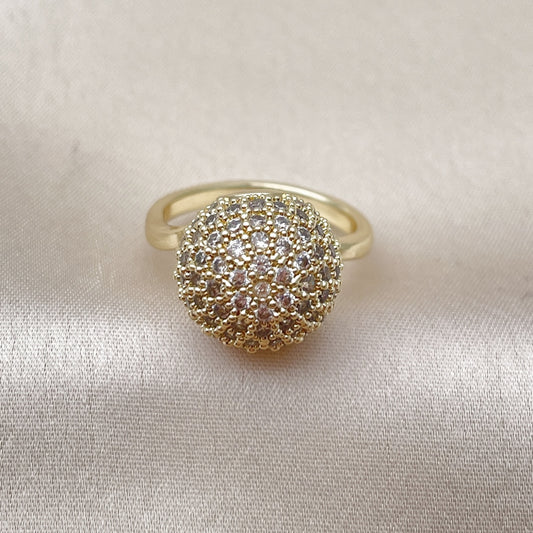 Oro Laminado Multi Stone Ring, Gold Filled Style Ball Design, with White Cubic Zirconia, Polished, Golden Finish