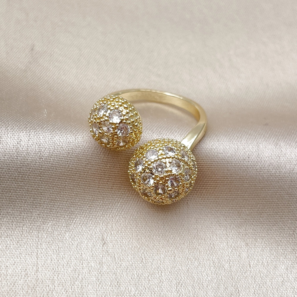 Oro Laminado Multi Stone Ring, Gold Filled Style Ball Design, with White Cubic Zirconia, Polished, Golden Finish