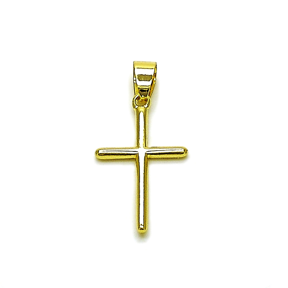 Oro Laminado Religious Pendant, Gold Filled Style Cross Design, Polished, Golden Finish