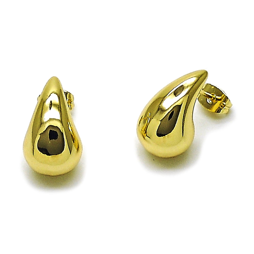 Oro Laminado Stud Earring, Gold Filled Style Teardrop and Hollow Design, Polished, Golden Finish