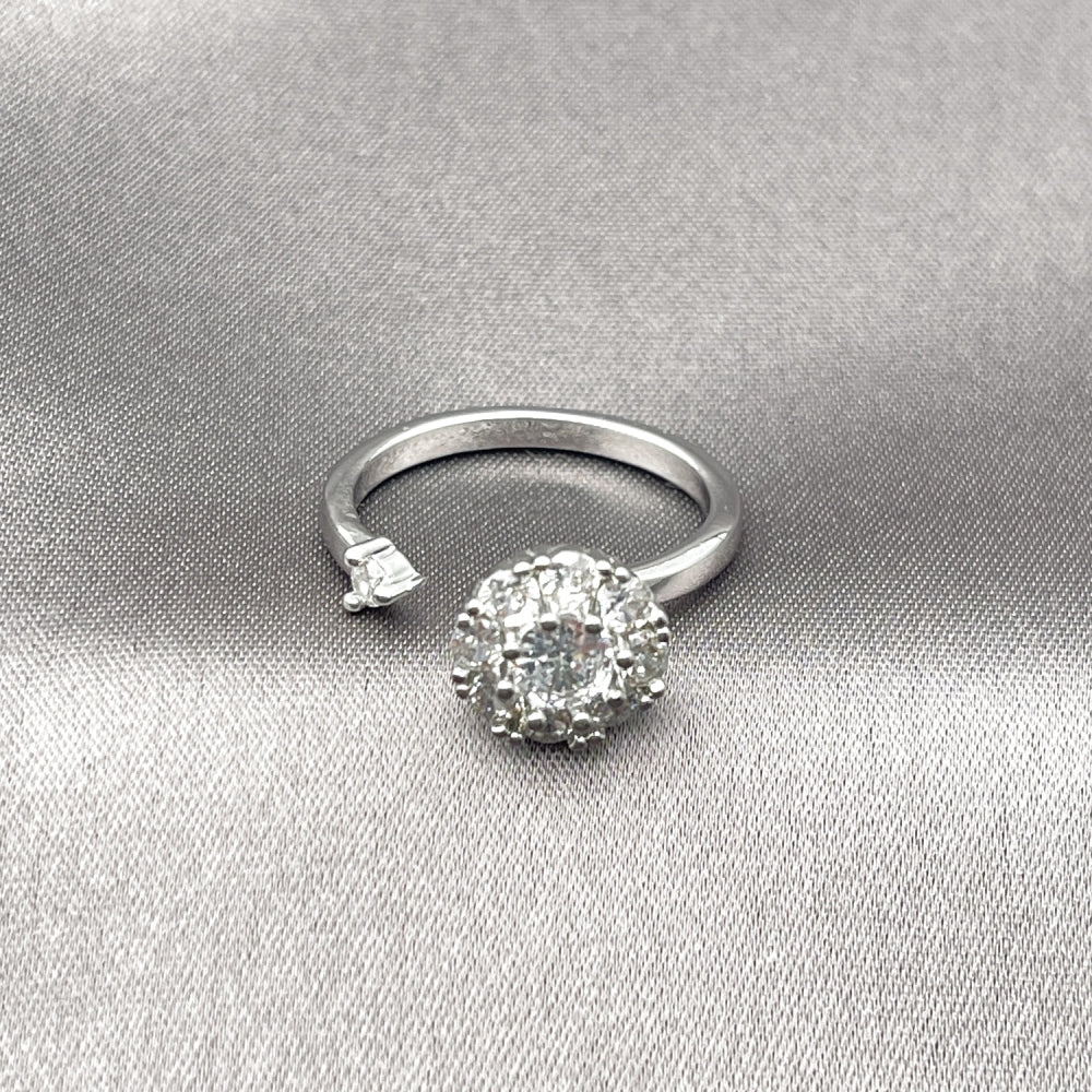 Rhodium Gold Filled Multi Stone Ring, Flower Design, with White Cubic Zirconia, Polished, Rhodium Finish