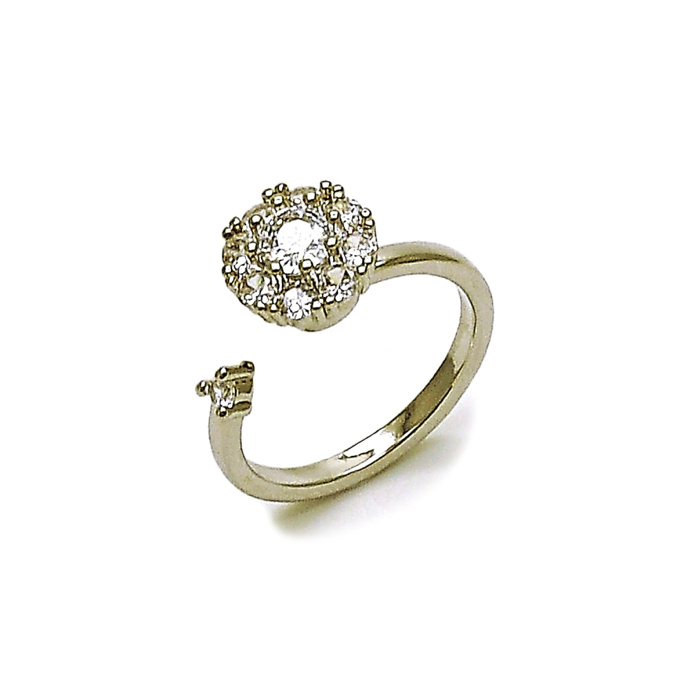 Rhodium Gold Filled Multi Stone Ring, Flower Design, with White Cubic Zirconia, Polished, Rhodium Finish