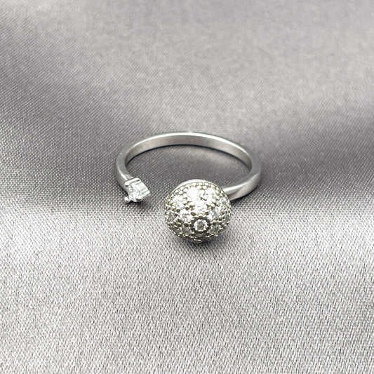 Rhodium Gold Filled Multi Stone Ring, Ball Design, with White Cubic Zirconia, Polished, Rhodium Finish