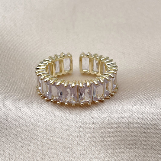 Oro Laminado Multi Stone Ring, Gold Filled Style Baguette Design, with White Cubic Zirconia, Polished, Golden Finish