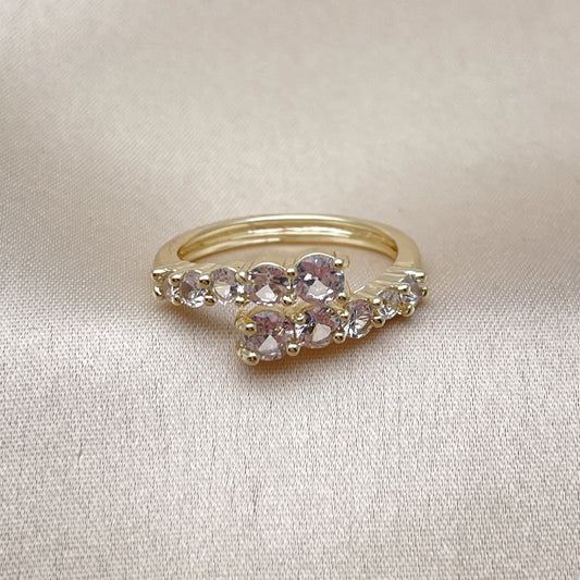 Oro Laminado Multi Stone Ring, Gold Filled Style with White Cubic Zirconia, Polished, Golden Finish