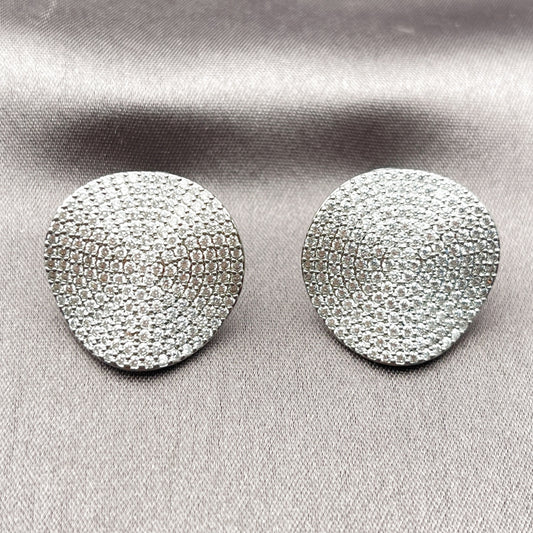 Rhodium Gold Filled Stud Earring, with White Cubic Zirconia, Polished, Rhodium Finish