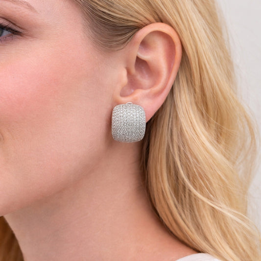 Rhodium Gold Filled Leverback Earring, with White Cubic Zirconia, Polished, Rhodium Finish