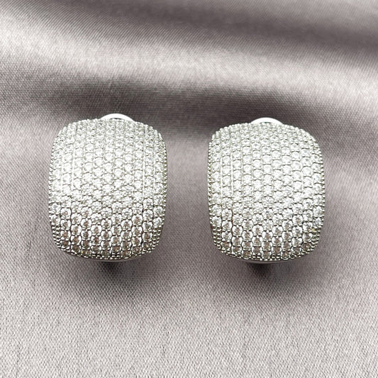 Rhodium Gold Filled Leverback Earring, with White Cubic Zirconia, Polished, Rhodium Finish