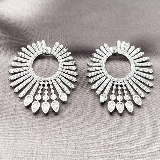 Rhodium Gold Filled Stud Earring, with White Cubic Zirconia, Polished, Rhodium Finish