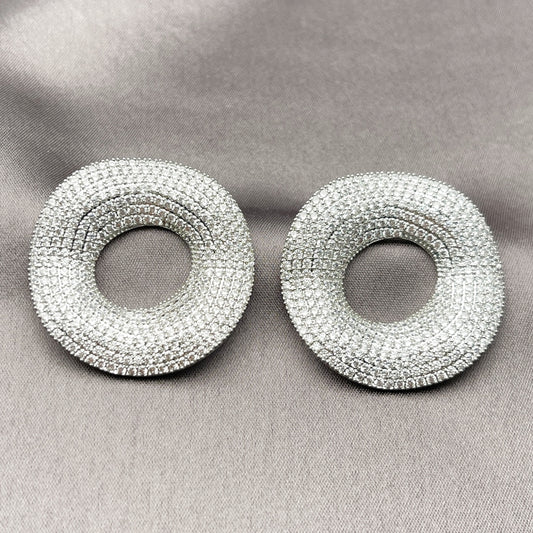 Rhodium Gold Filled Stud Earring, with White Cubic Zirconia, Polished, Rhodium Finish