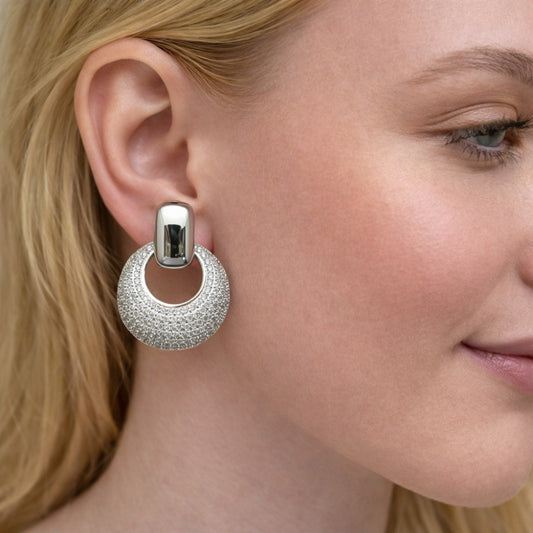Rhodium Gold Filled Dangle Earring, with White Cubic Zirconia, Polished, Rhodium Finish