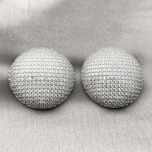 Rhodium Gold Filled Stud Earring, with White Cubic Zirconia, Polished, Rhodium Finish