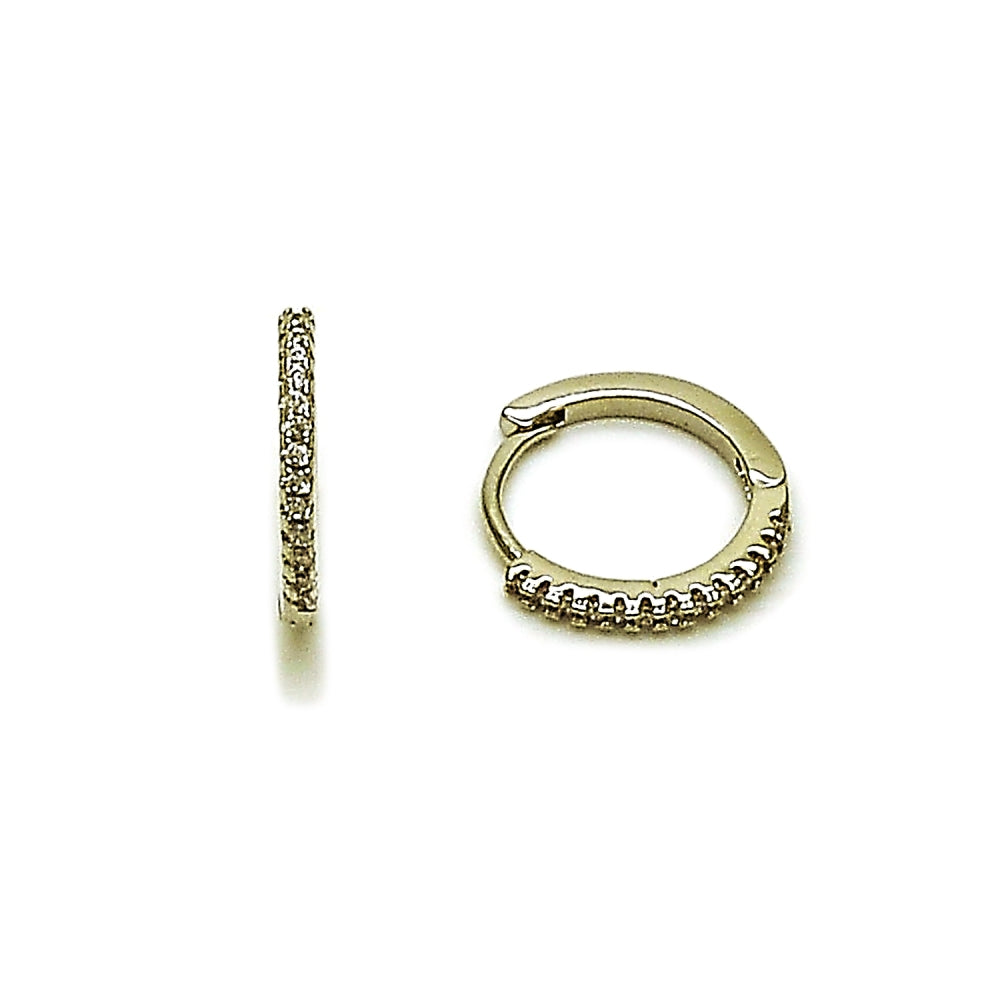 Rhodium Gold Filled Huggie Hoop, with White Micro Pave, Polished, Rhodium Finish