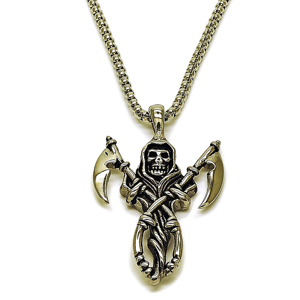 Stainless Steel Pendant Necklace, Polished, Steel Finish