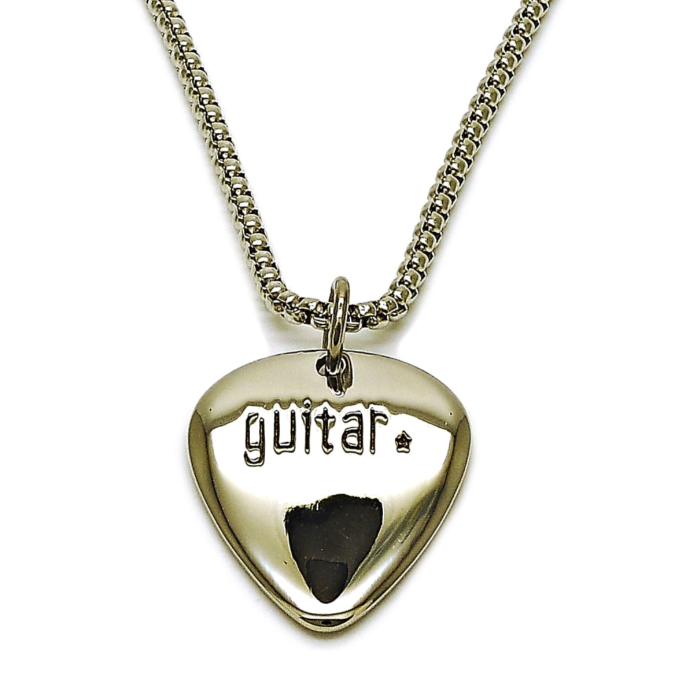 Stainless Steel Pendant Necklace, Heart Design, Polished, Steel Finish