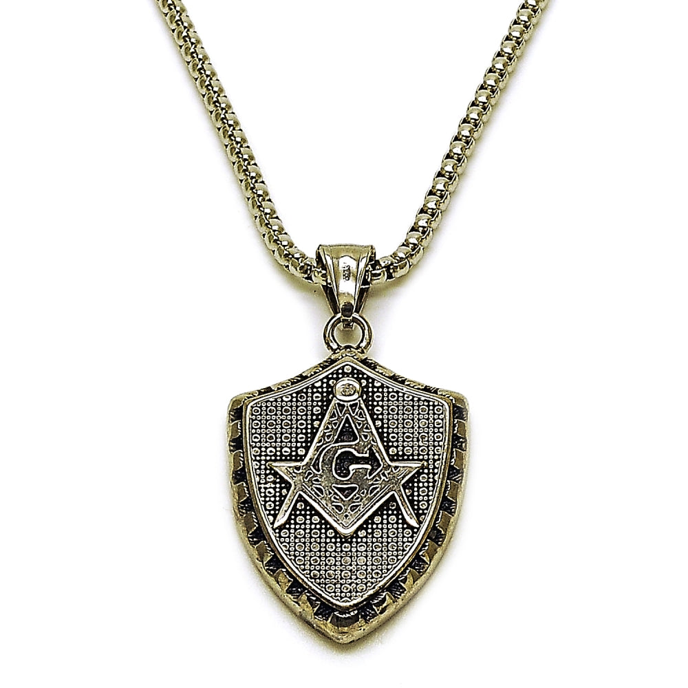 Stainless Steel Pendant Necklace, Polished, Steel Finish