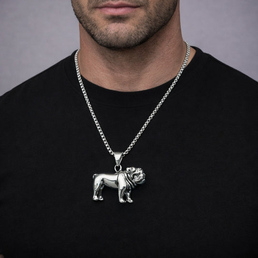 Stainless Steel Pendant Necklace, Dog Design, Polished, Steel Finish