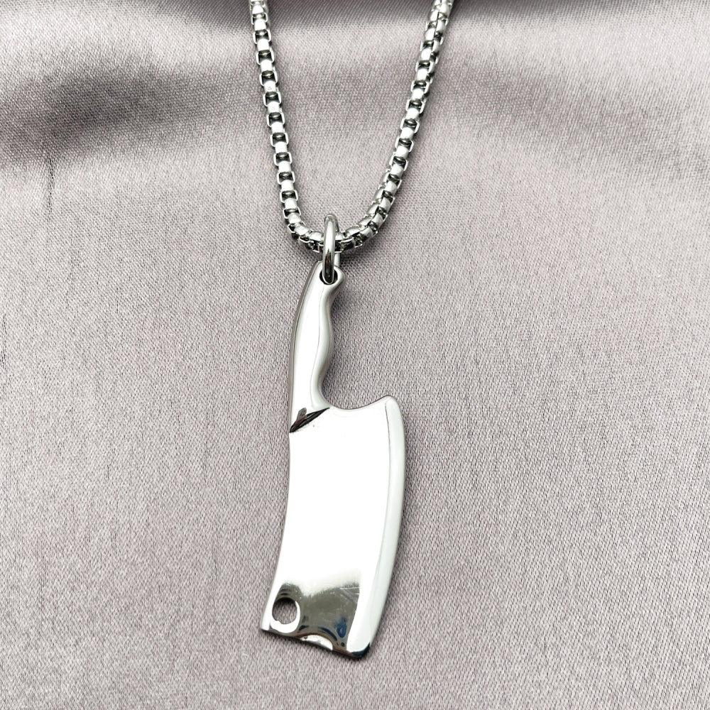 Stainless Steel Pendant Necklace, Polished, Steel Finish