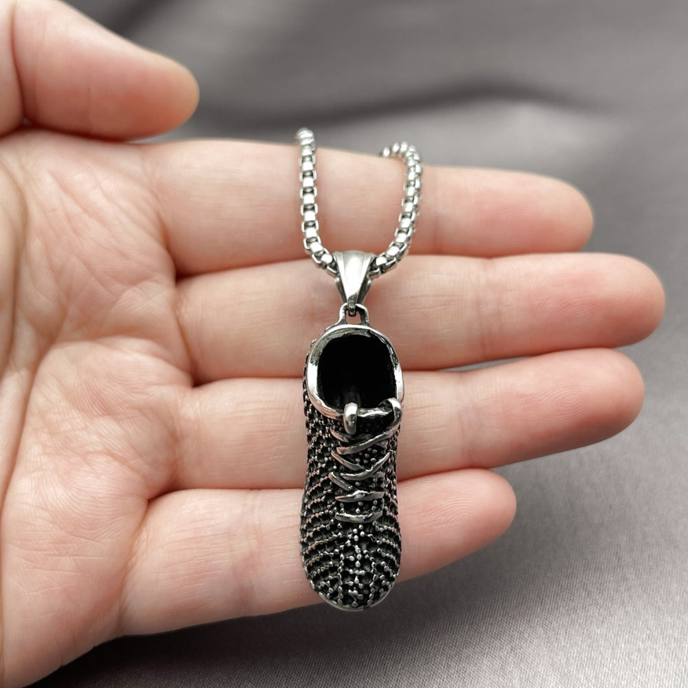 Stainless Steel Pendant Necklace, Shoes Design, Polished, Steel Finish