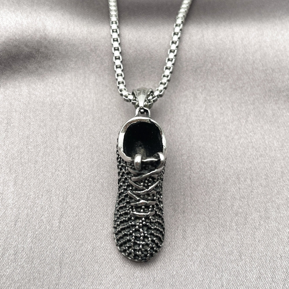 Stainless Steel Pendant Necklace, Shoes Design, Polished, Steel Finish