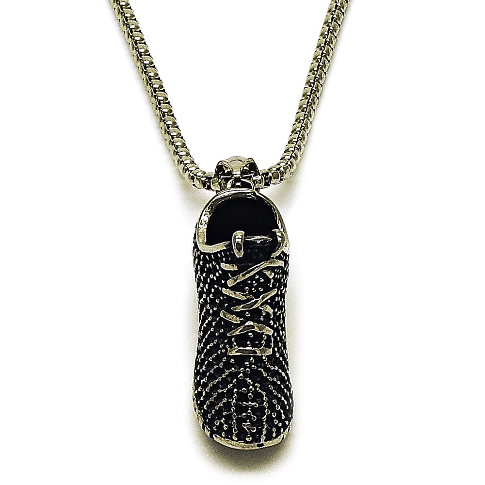 Stainless Steel Pendant Necklace, Shoes Design, Polished, Steel Finish