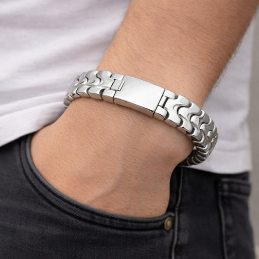 Stainless Steel Solid Bracelet, Polished, Steel Finish